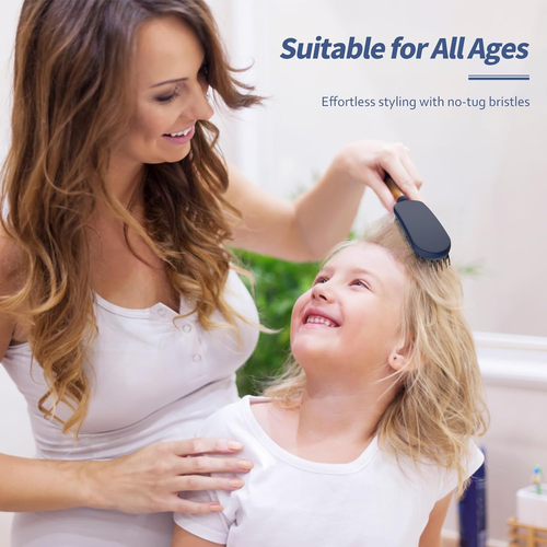 Slim Hair Brush for Fine Thin Thick Hair, Soft Double Nylon Bristles for Deep De - Picture 5 of 12