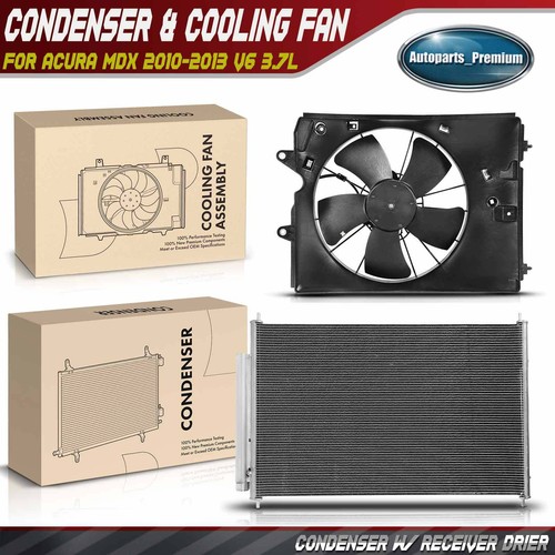 AC Condenser & Cooling Fan w/ Shroud Assembly Kit for Acura MDX 2010