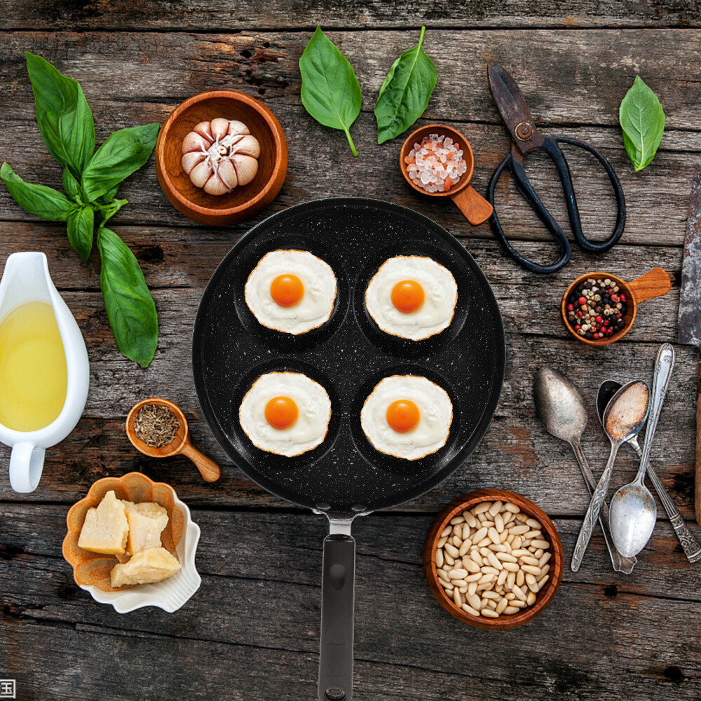 Omelette Pan Nonstick Burger Mold Induction Pans Frying Four Holes eBay