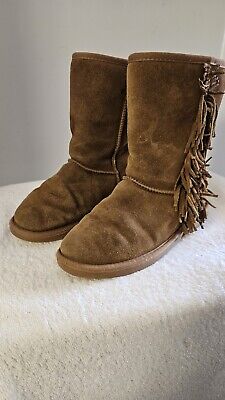 Minnetonka Lined Leather Fringed Boots Women's Size 8 | eBay