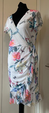 LIPSY Floral Wrap Dress 12 Multi White Ivory Evening Occasion Party Wedding BNWT