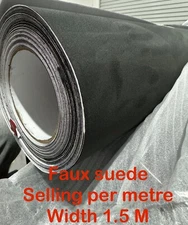 Charcoal Black Self Adhesive Faux Suede Sticker Felt Stretch for Car Interior