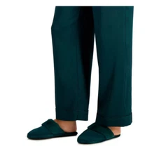 INC Women Faux-Fur-Trim Slippers Green Size M (7-8) 7000145