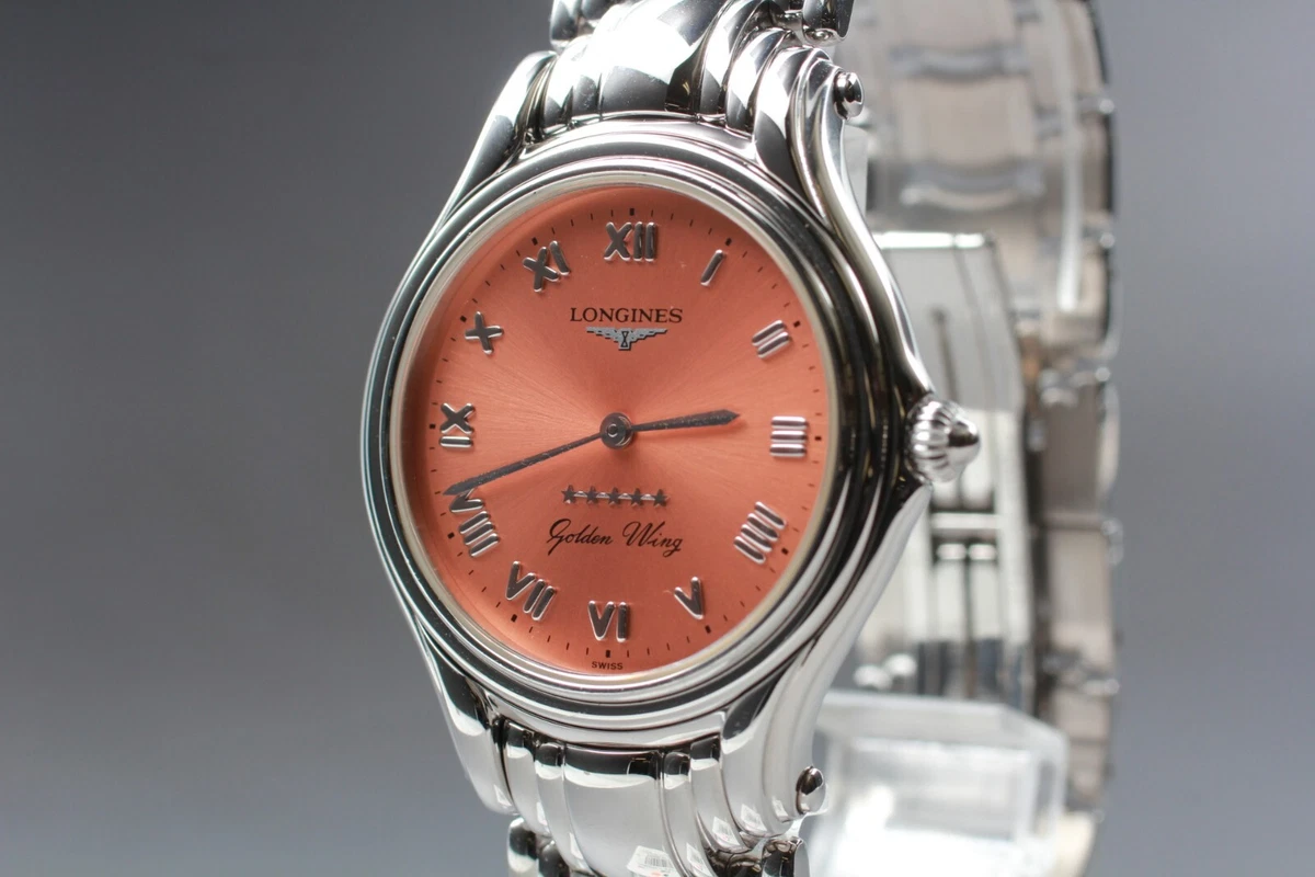 Near Mint LONGINES 5 STAR Golden Wing L3.605.4 Salmon Pink Dial Men s Watch