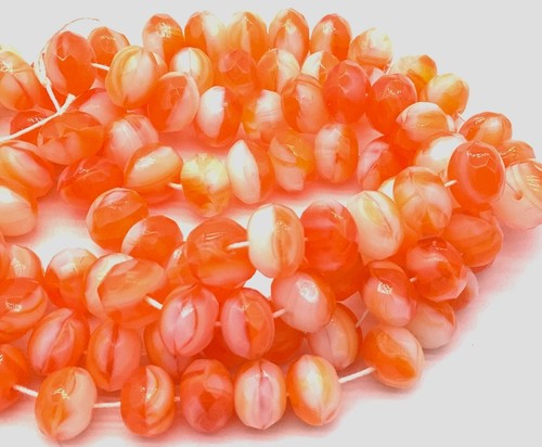 Trade Czech Dolce Arancio Bianco Multi Sfaccettato Rondelle Fuoco Lucidante Perline Vetro - Foto 3 di 3