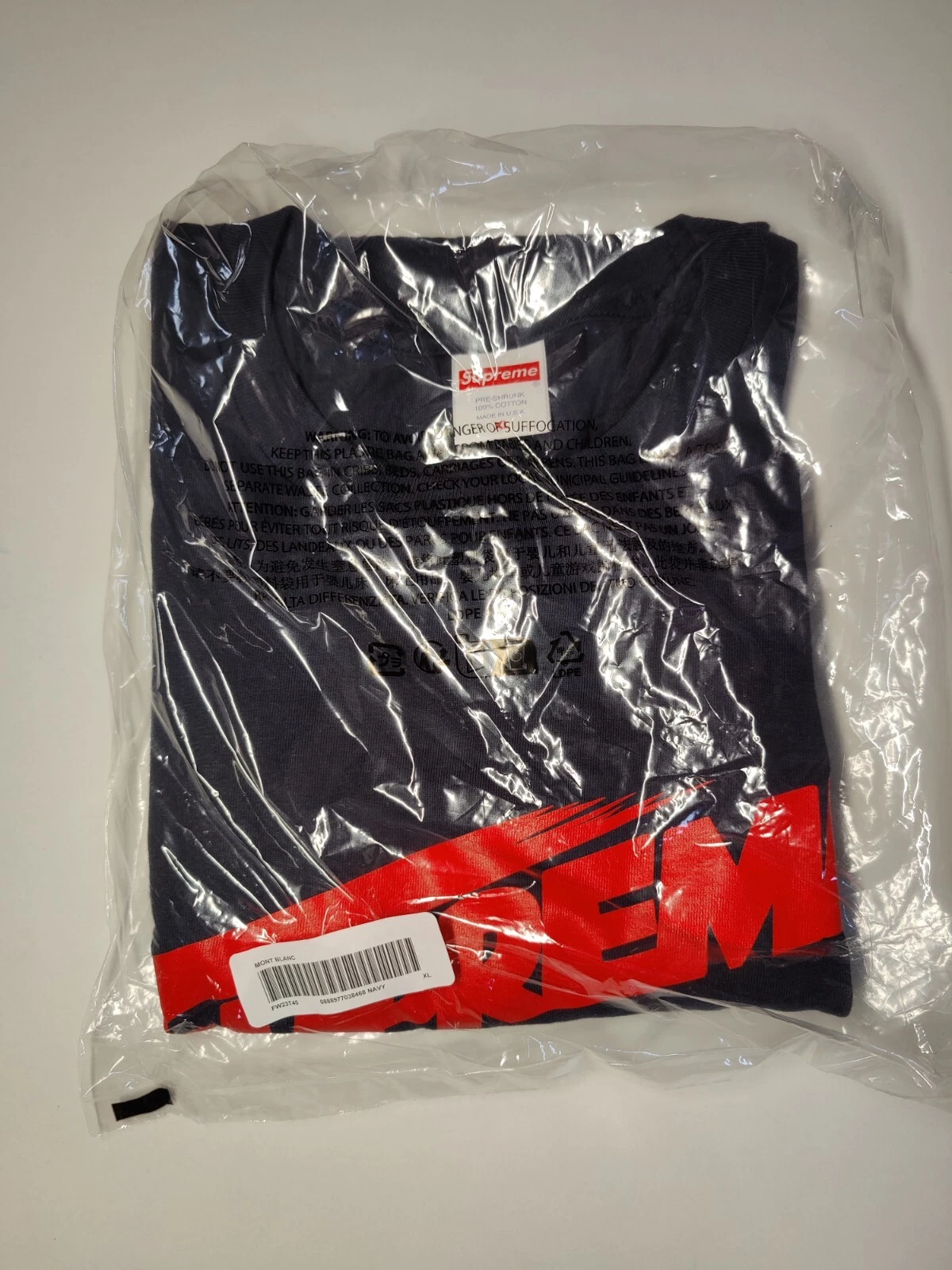Tee shirt Supreme Mont Blanc bleu marine XL (ENVOI RAPIDE)