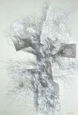 Rudolf Hübler, informal composition, pen drawing, signed, dated, 1965