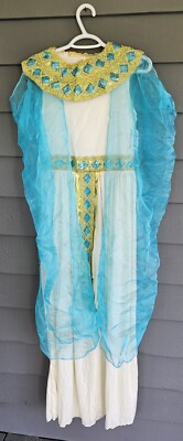 Halloween Costume Girls 14/16 Cleopatra 5pc Gown Cape Headband Collar Writlets