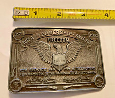 NRA National Rifle Association Leadership Award Firearms Vintage Belt Buckle