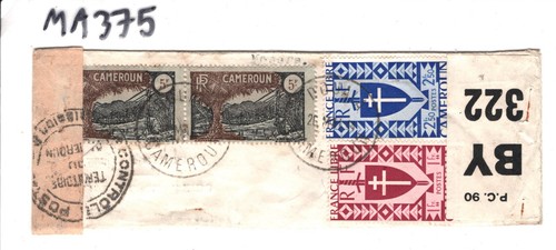 France Libre CAMEROON WW2 Cover Douala DOUBLE CENSOR 1944 Atherstone MA375 - Picture 9 of 16