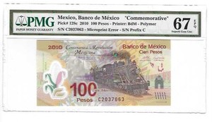 MEXICO - BANCO DE MEXICO  100 PESO  SERIES C P-128C 2010  PMG 67EPQ