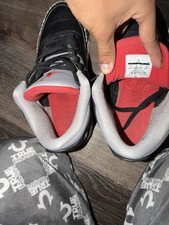 Jordan Air Jordan 3 832846-001 Black/Gray/Red Leather Lace-Up Mid Top