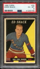 1958-59 Topps #30 Eddie Shack New York Rangers - Rookie Card - PSA 6 ExMt 