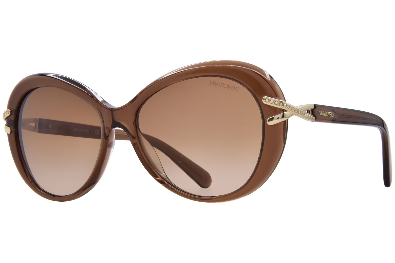 Солнцезащитные очки Swarovski SK6026 106713 Женские прозрачные коричневыес коричневым градиентом 56 мм 21890₽