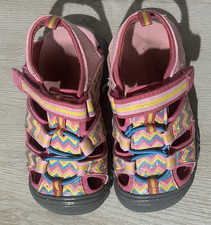 WonderKids Toddler Water Sandals Pink Chevron Hook Loop Size 8