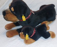 2 Steiff American Kennel Club AKC FAO Schwarz Rottweiler Stuffed Plush Dad Son