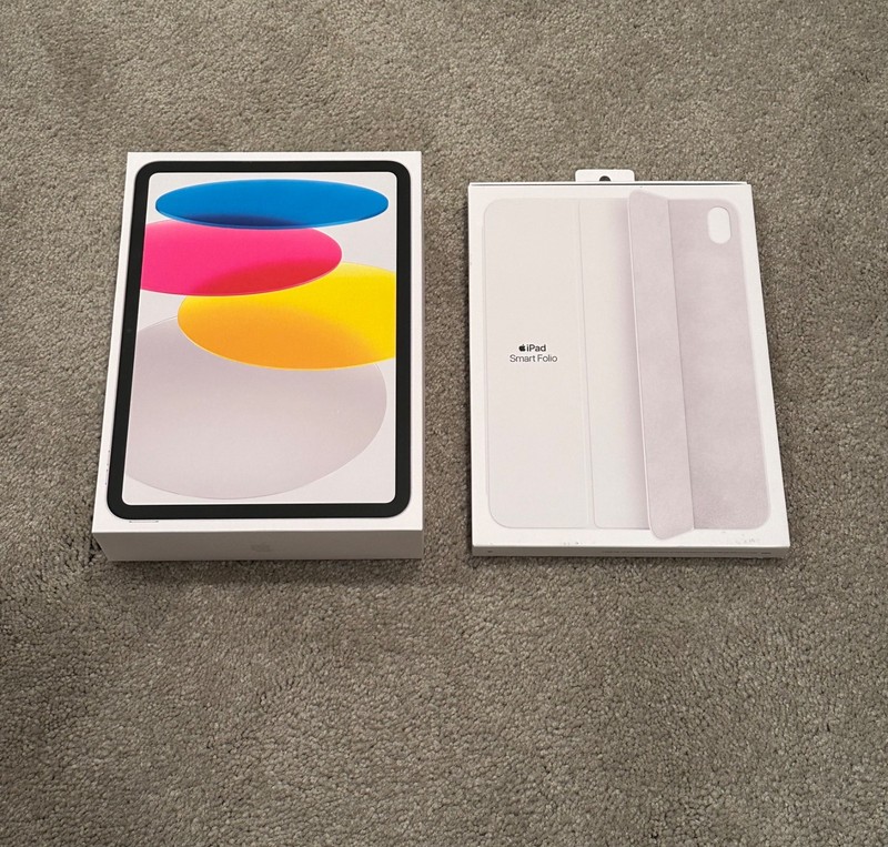 Apple IPad 10th Generation Wi-Fi Cellular 64GB Silver Box Only MQ6J3LL/A Folio