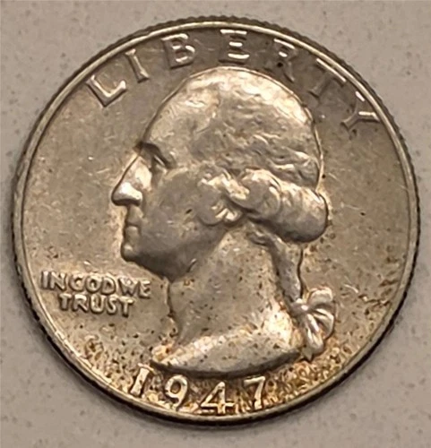 *HIGH GRADE* 1947-P Washington 90% Silver Quarter Philadelphia *ALBUM TONING*