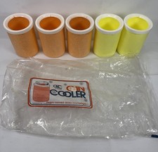 Vintage Foam Gotham Can Cooler Lot Of 5 Orange Yellow Unused 4.5โ Made In USA