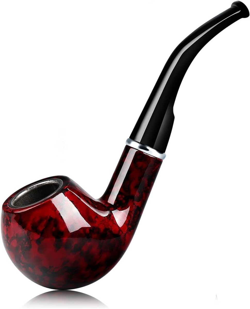 Joyoldelf Tobacco Pipe, Classic Smoking Pipe with Foldable Pipe Stand Bent  Pipes