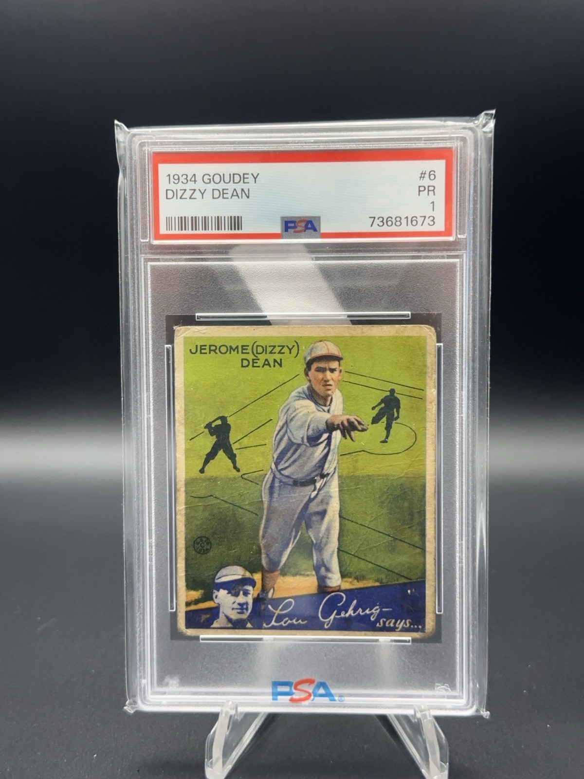 Goudey 1934 Big League Chewing Gum R320 Dizzy Dean #6 Cardinals PSA 1