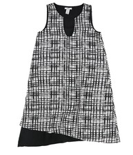 bar III Womens Sleeveless Grid Shift Dress, blackcombo, XXS