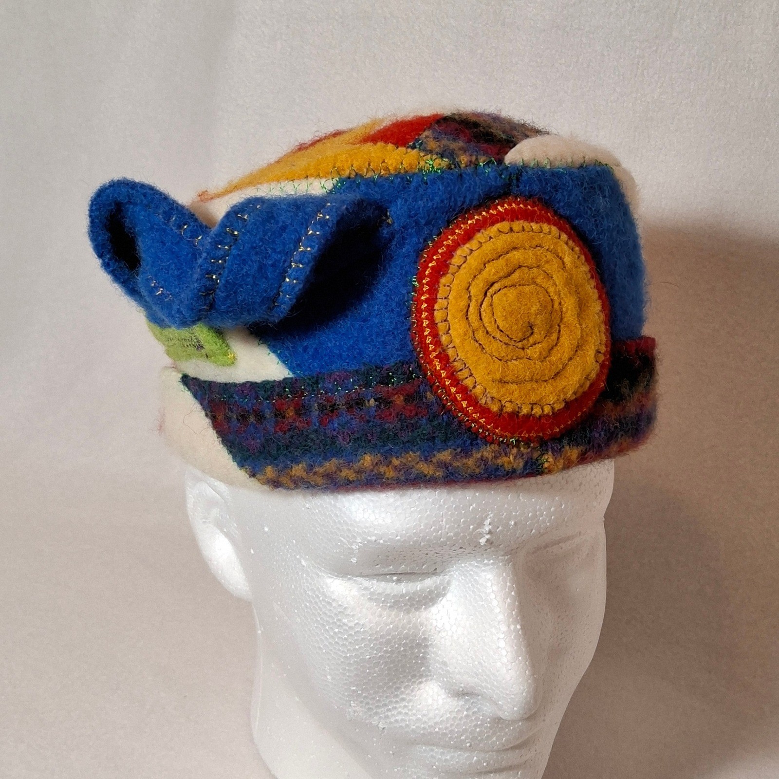 Handmade Boiled Wool Patchwork Hat Multicolor Spi… - image 1
