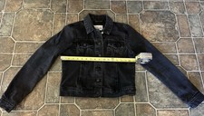 Ashley Vintage Charm Women  s Black Denim Button Front Jacket Size S