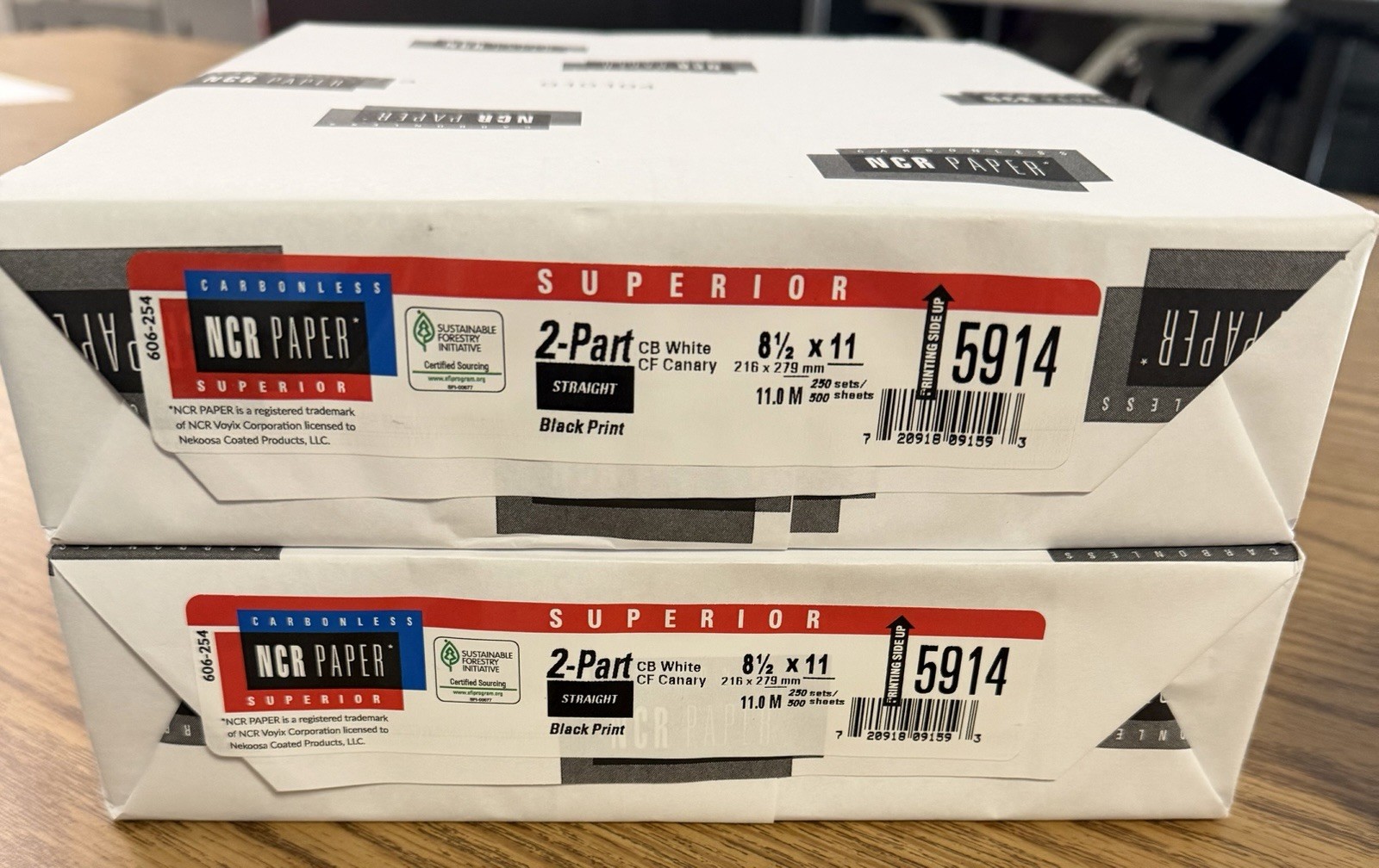 2 Reams of 5914 Straight Collated 2 Part 8.5" x 11", Carbonless Paper