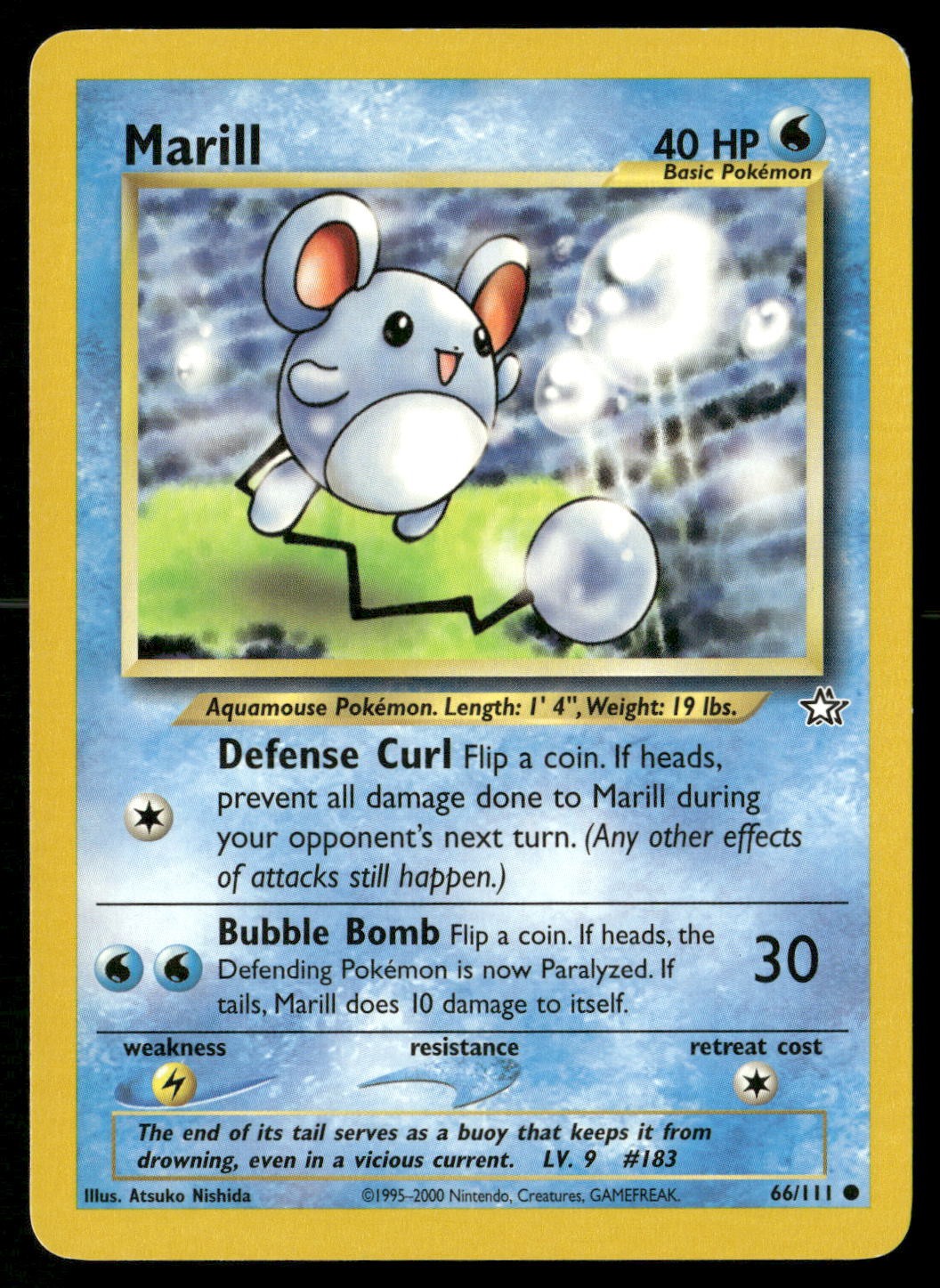 Marill 66/111 Common Neo Genesis Pokemon Lightly Played