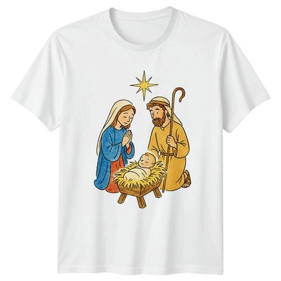 Weihnachtskrippe Weihnachten Feiertage Herren T-Shirt Damen Tee Grafik Unisex Bekleidung
