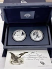 2012 S SILVER EAGLE 2 COIN SET, Proof and Reverse Proof, COA, Free Shipping