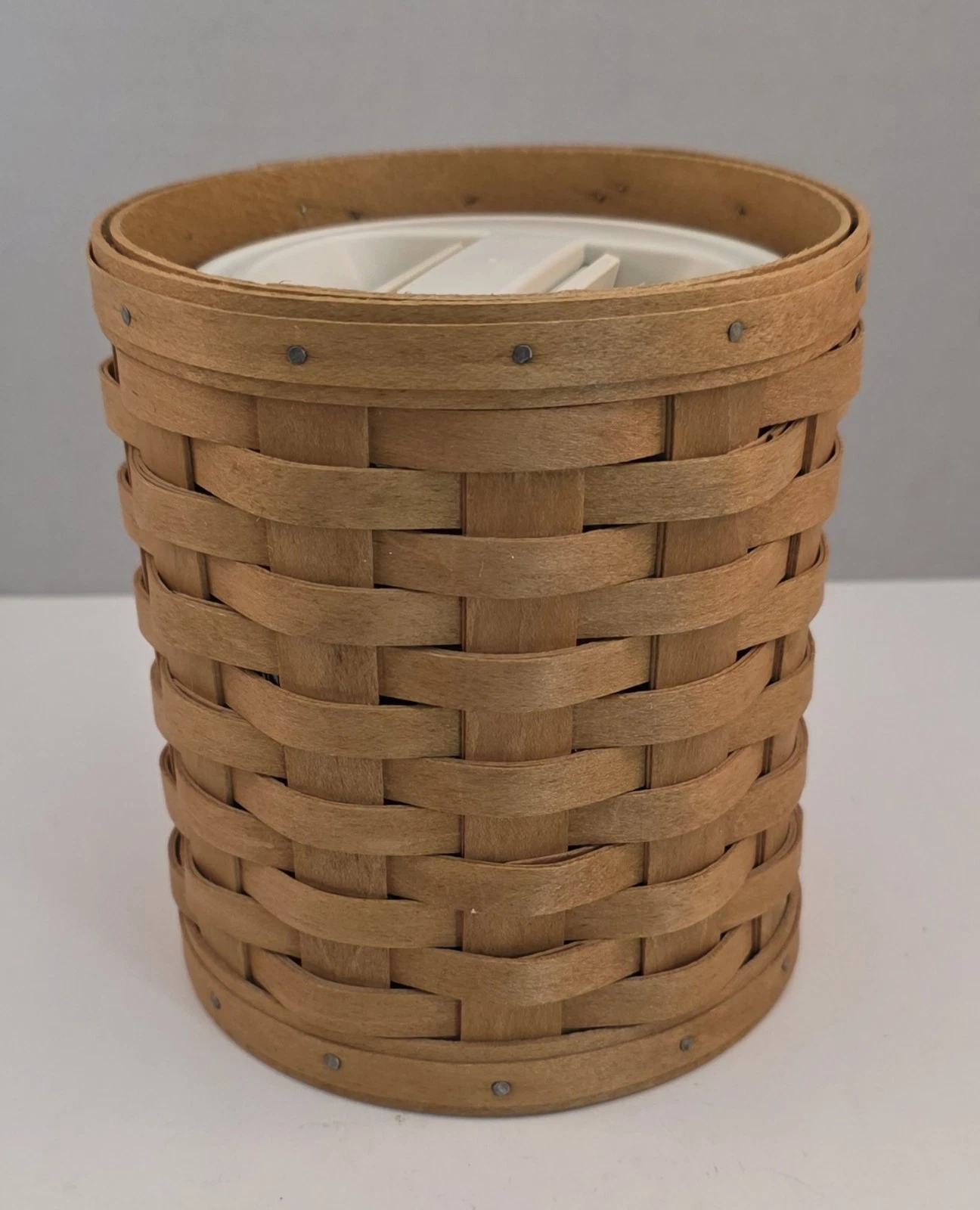 Longaberger 5" dia. Wooden Basket Canister *NO LID* & Insert Canister w Lid