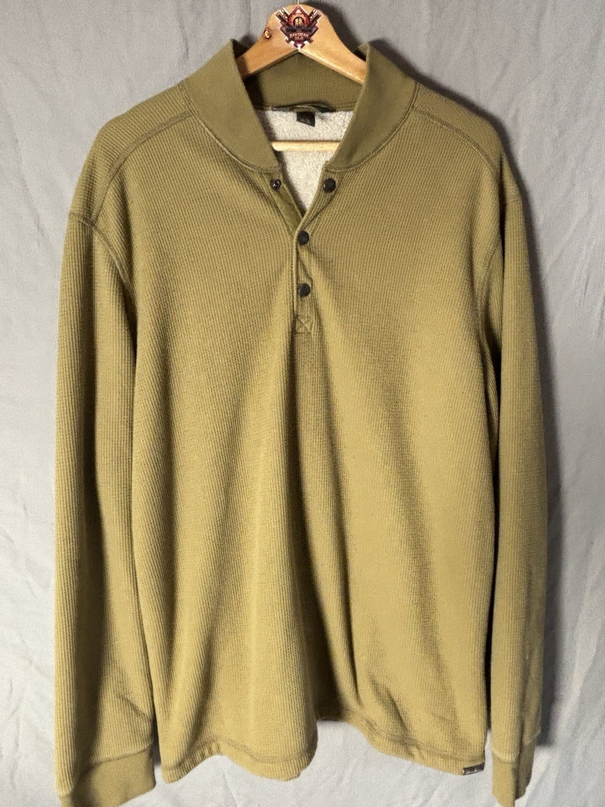 Eddie Bauer Men’s Tall Large Sherpa Lined Waffle Thermal Green TL