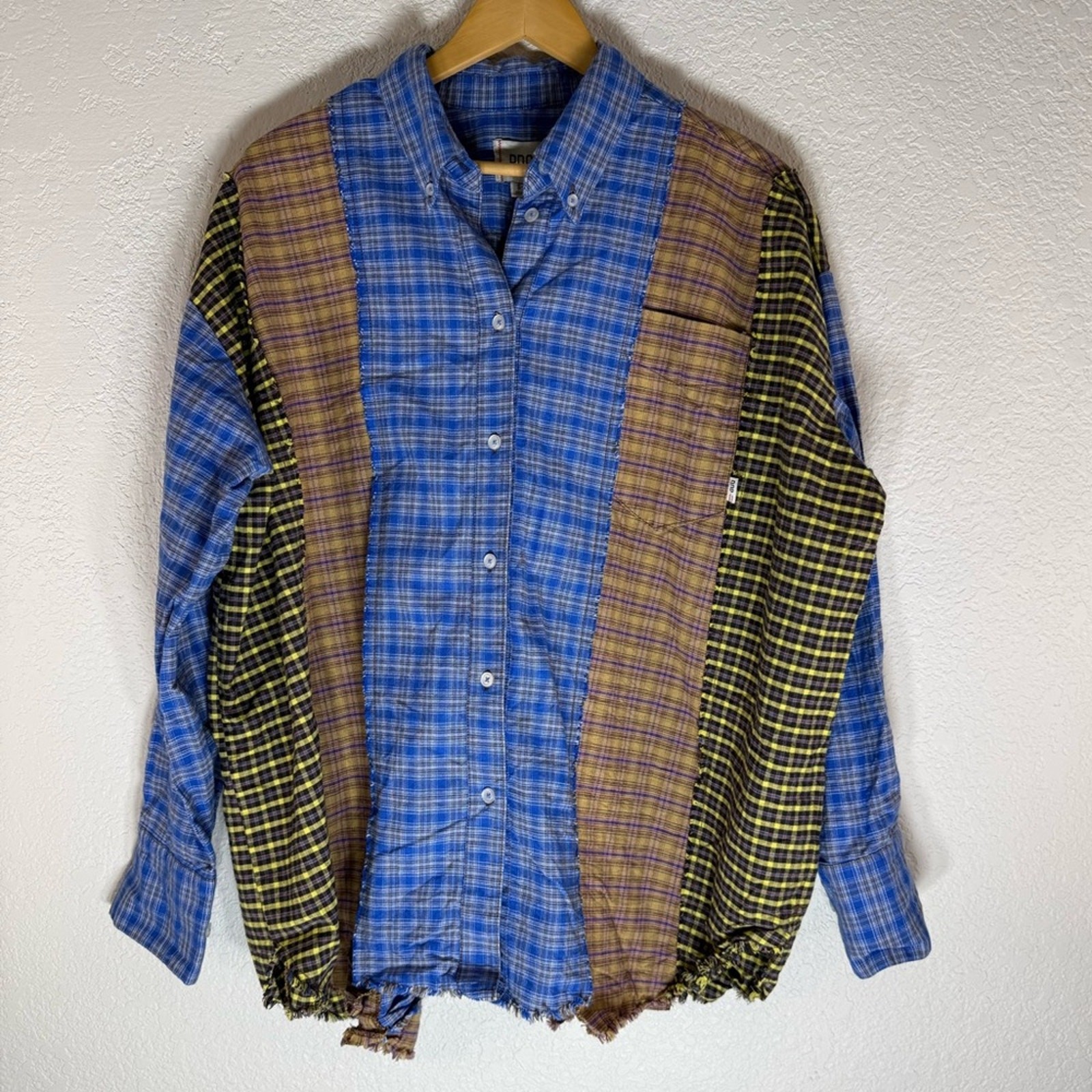 BDG Patchwork Plaid Oversized button down Shirt W… - image 1