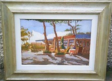 CAVASIN - PASSEGGIATA A MARE - LIVORNO 1975 - VECCHIO QUADRO DIPINTO OLIO / TELA