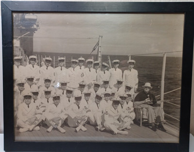 USS HOUSTON CA-30 1938 Framed Photo Panama Coast W/President FDR Roosevelt RRGS1