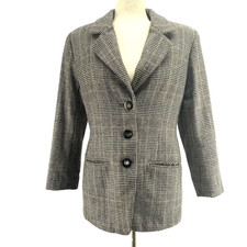 Valentino Womens 6 Wool Jacket Blazer Plaid Italy Logo Buttons Vintage Old Money