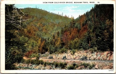 Vintage Postcard View From Cold River Bridge Mohawk Trail Mass Color Std Sz USA