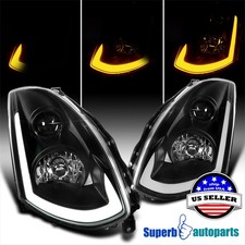 Fits 2003-2007 Infiniti G35 Coupe Projector Headlights W Sequential Led Signal