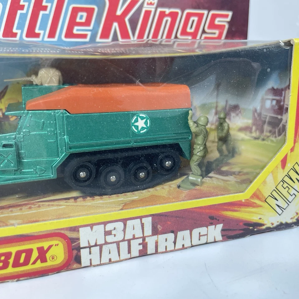 Matchbox Battlekings K-108 M3A1 Half Track, Metallic Green, w/Original Box - Image 3 of 4