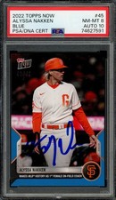 2022 Topps Now #45 ALYSSA NAKKEN Blue /49 PSA 8 AUTO 10 First Female Coach Debut