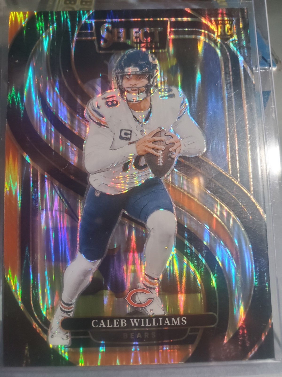 2024 Panini Select Premier Level Caleb Williams #114 Orange & Black Shock RC