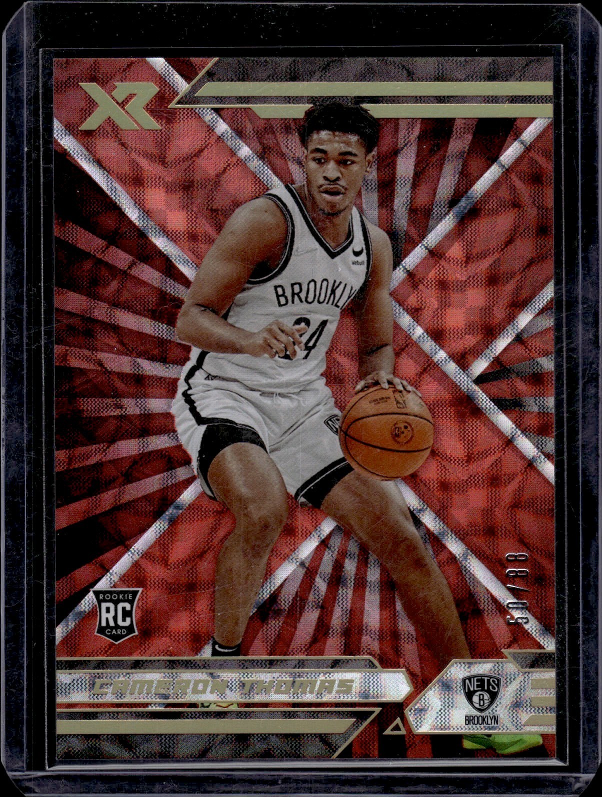 Cameron Thomas Rookie 2021-22 Chronicles XR Asia Red RC #'d /88 - Brooklyn Nets