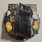 96PCS 40th BIRTHDAY PLATES/CAKE PLATES NAPKINS BLACK&GOLD CHEERS & BEERS NEW — photo 7
