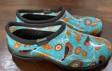 Sloggers Women's SZ 9 Garden Rain Rubber Shoes Turquoise Bird Floral