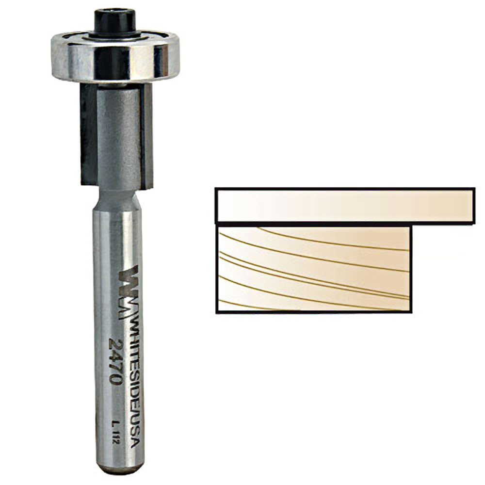 Whiteside Overhang Trim Bit, 1/4 in. SH x 3/8 in. CD x 1/2 in. CL 2470