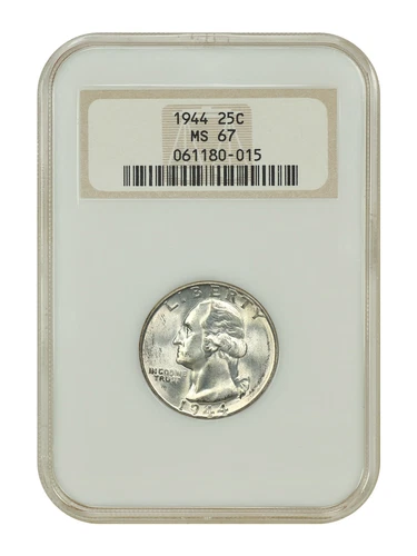 1944 25C NGC MS67 (OH) - Washington Quarter - Old NGC Holder