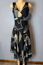 Vtg 90s Fairy Midi Dress Y2K Handkerchief Flowy Boho Black Whimsigoth Sz 6