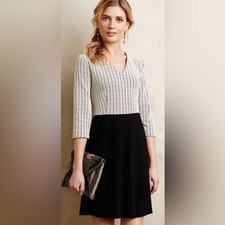 Anthropologie Ganni Jacquard Jersey Dress with Pleated Bottom Size Small EUC